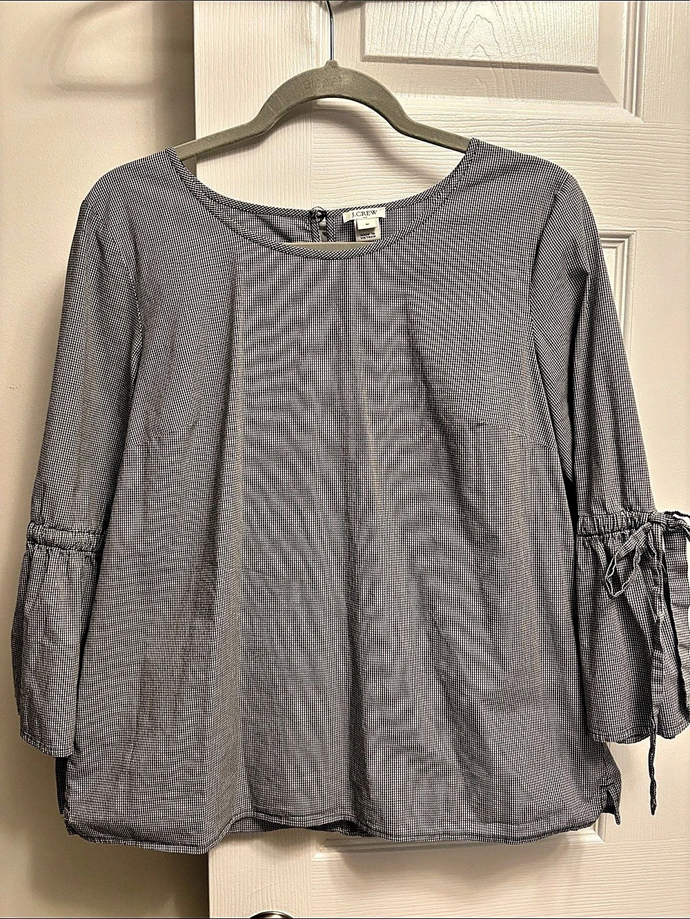J.Crew Gingham Blouse in Black & White Size Medium